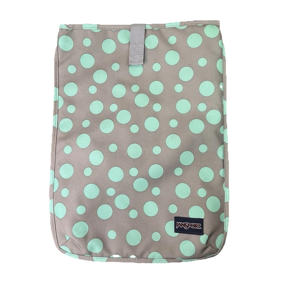 JanSport Laptop Bag Gray Green Polka Dot Laptop Computer 16x12 Pad Sleeve Case